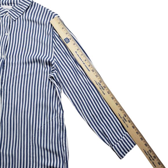 Tommy Bahama Chambray Striped Boyfriend Beach Cover Up Shirt Womens Large - Picture 5 of 14
